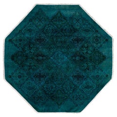 Contemporary Fine Vibrance Hand Knotted Wool Blue Octagon Area Rg 