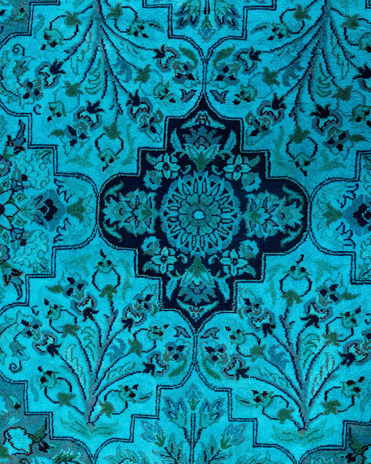 Contemporary Fine Vibrance Hand Knotted Wool Blue Round Area Rug  (Pakistanisch) im Angebot