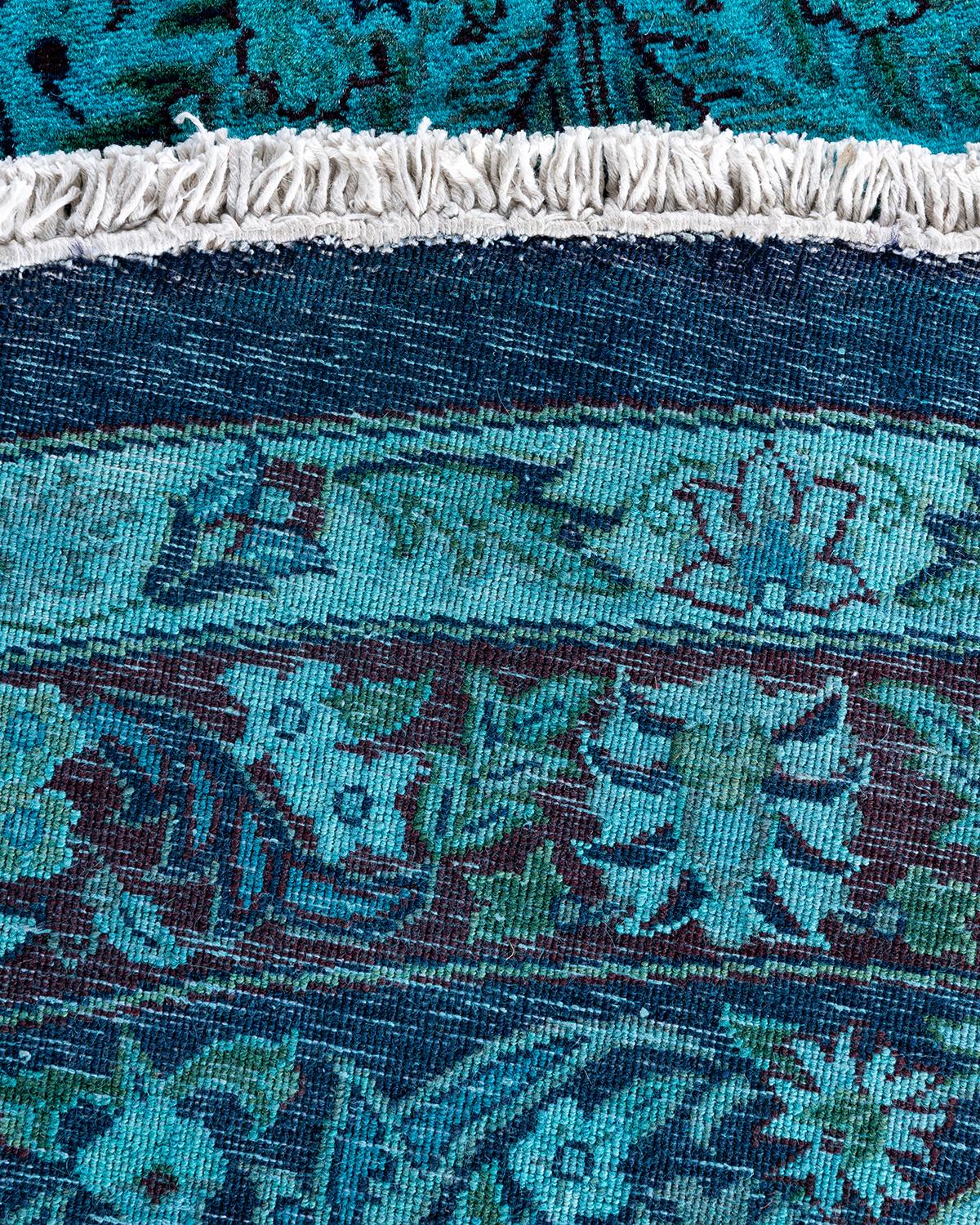 Contemporary Fine Vibrance Hand Knotted Wool Blue Round Area Rug  (21. Jahrhundert und zeitgenössisch) im Angebot