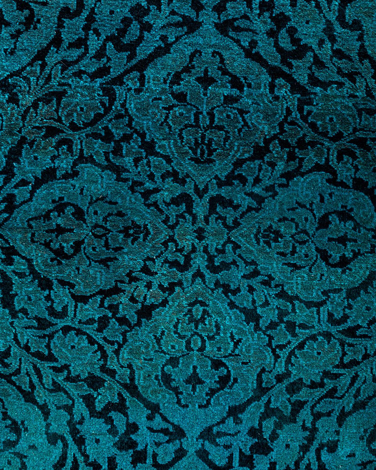 Contemporary Fine Vibrance Handgeknüpfter Läufer aus blauer Wolle (Pakistanisch) im Angebot