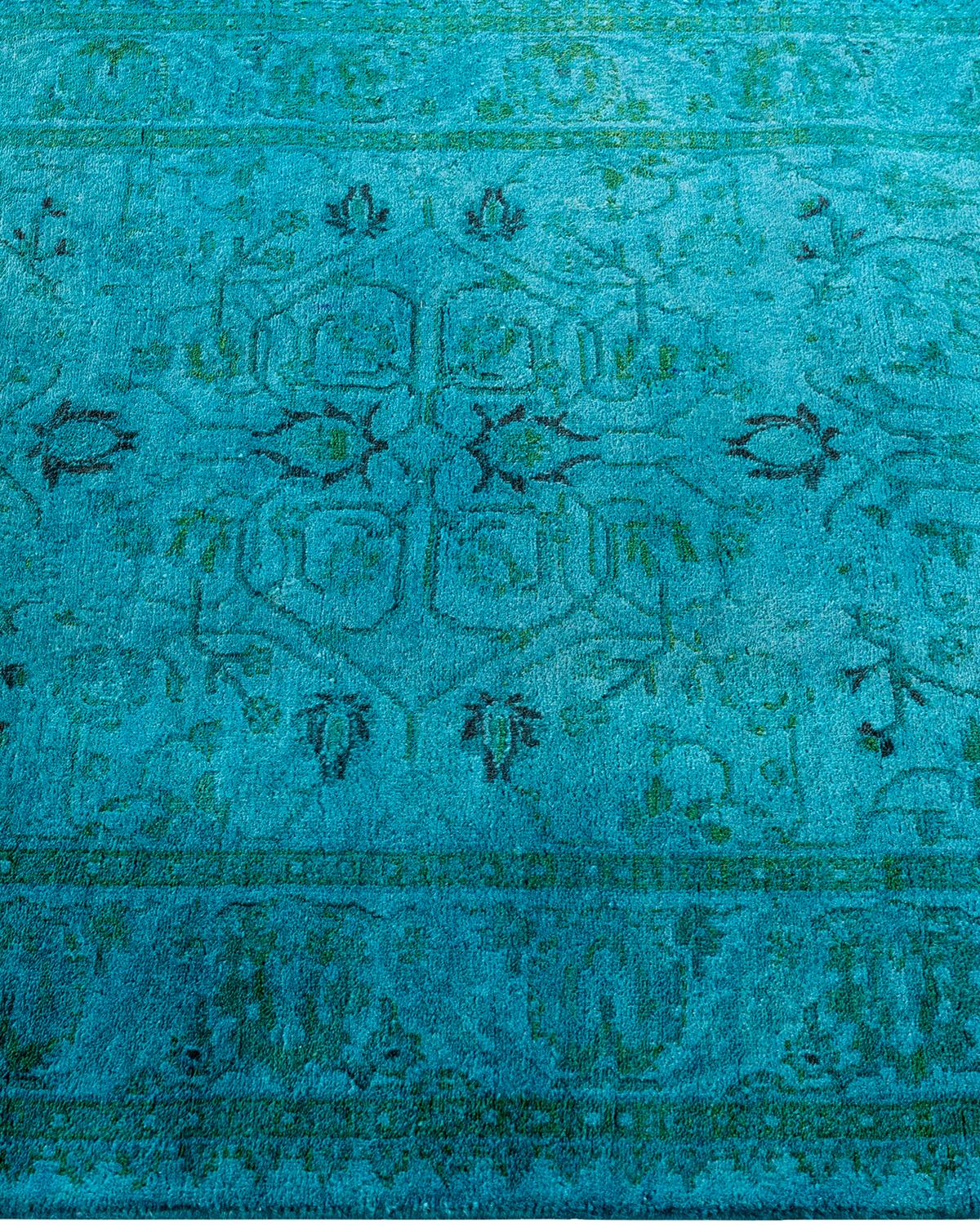 Chemin de table contemporain en laine fine nouée à la main bleu Neuf - En vente à Norwalk, CT