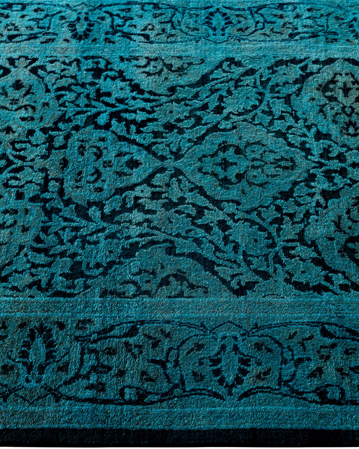 Chemin de table contemporain en laine fine nouée à la main bleu Neuf - En vente à Norwalk, CT