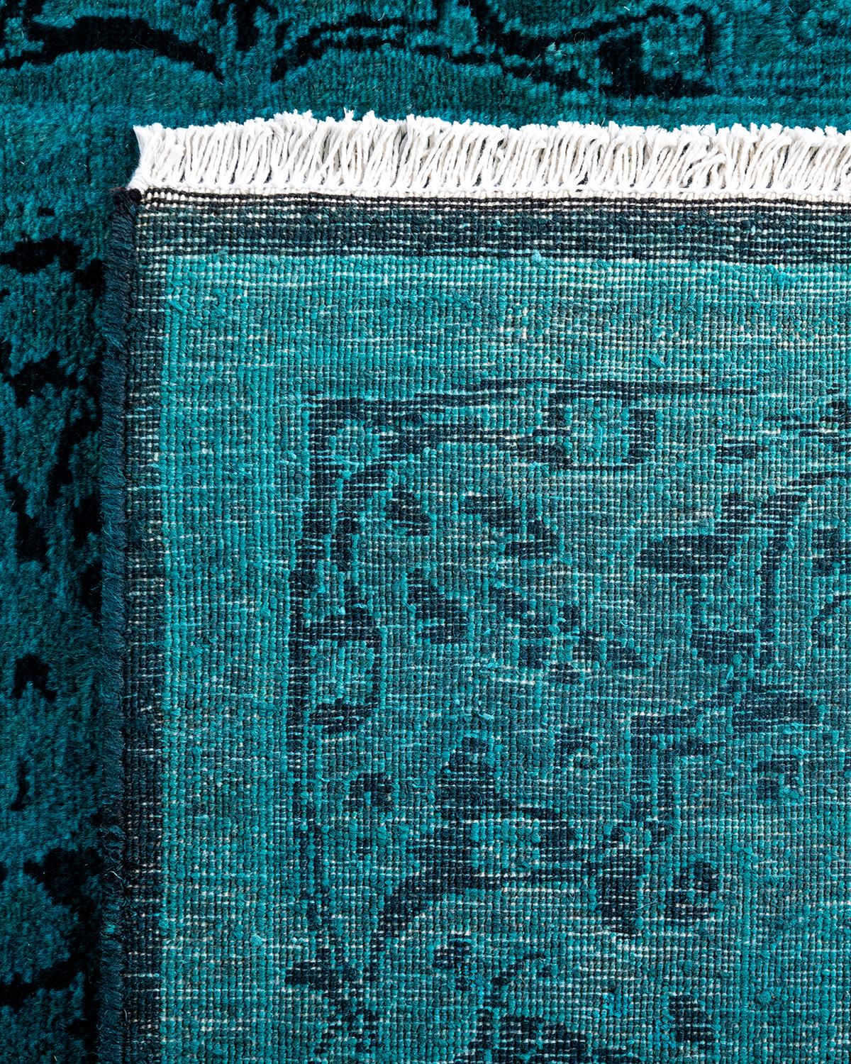 Contemporary Fine Vibrance Handgeknüpfter Läufer aus blauer Wolle  (21. Jahrhundert und zeitgenössisch) im Angebot
