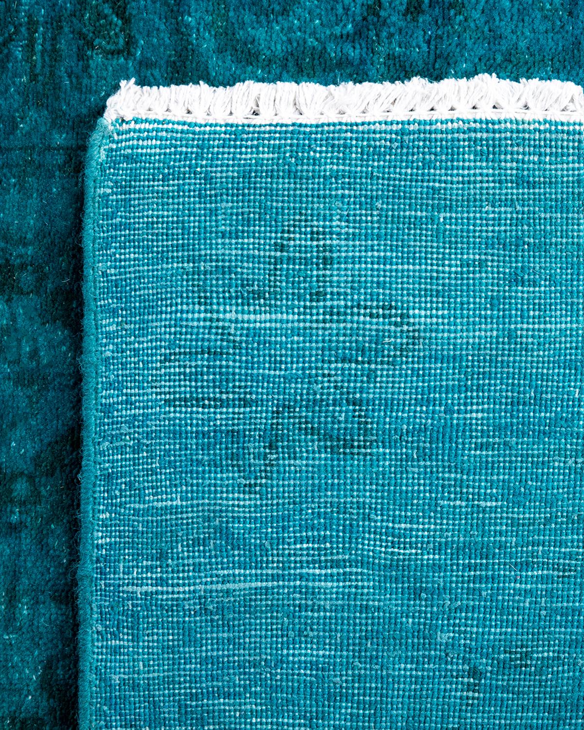 Contemporary Fine Vibrance Handgeknüpfter Läufer aus blauer Wolle (21. Jahrhundert und zeitgenössisch) im Angebot