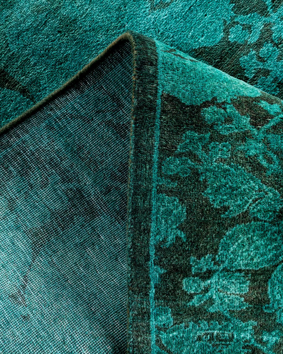 Contemporary Fine Vibrance Handgeknüpfter Läufer aus blauer Wolle  im Angebot 1
