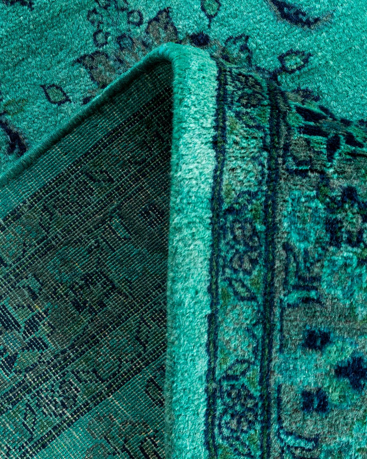 Contemporary Fine Vibrance Handgeknüpfter Läufer aus blauer Wolle  im Angebot 1