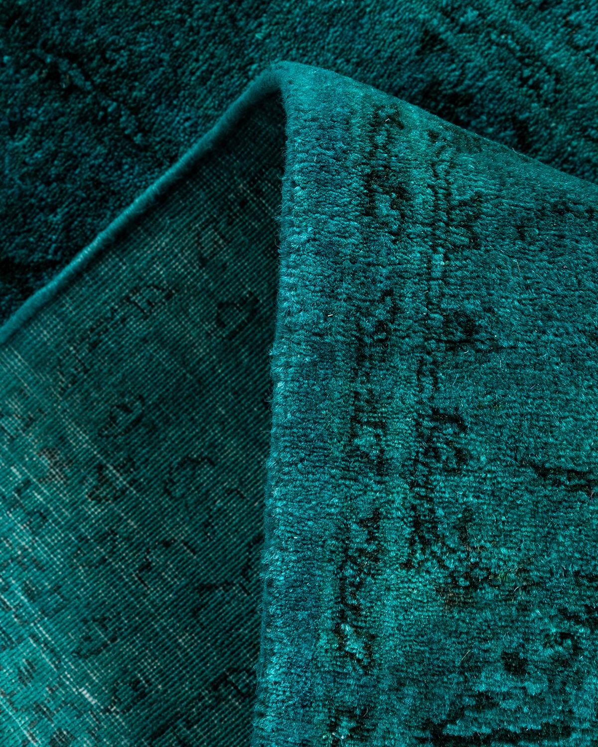 Laine Chemin de table contemporain en laine fine nouée à la main bleu en vente