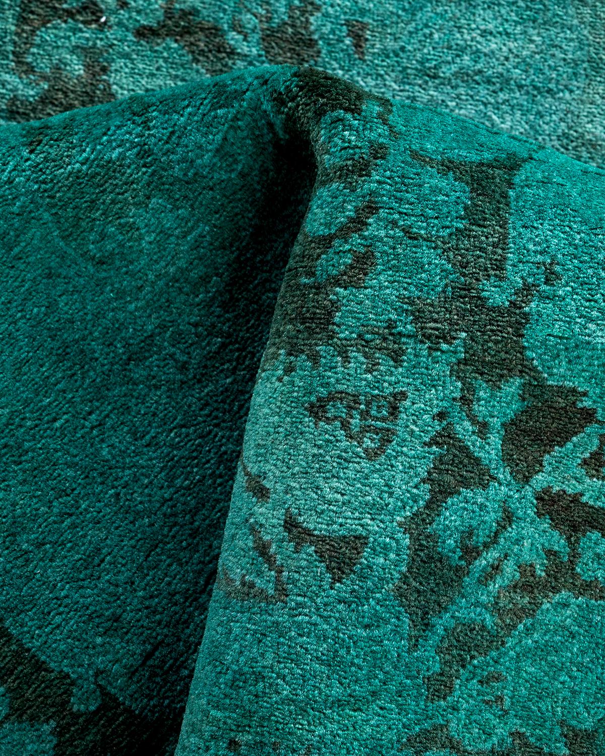 Contemporary Fine Vibrance Handgeknüpfter Läufer aus blauer Wolle  im Angebot 2