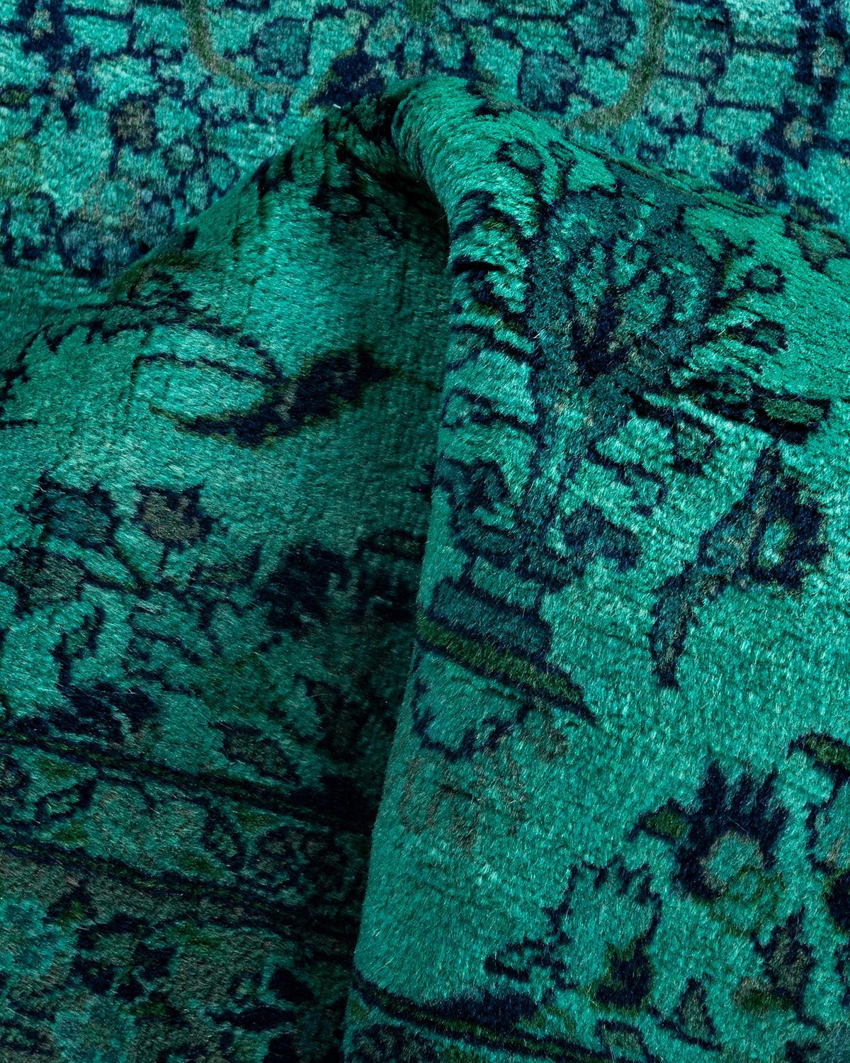 Contemporary Fine Vibrance Handgeknüpfter Läufer aus blauer Wolle  im Angebot 2