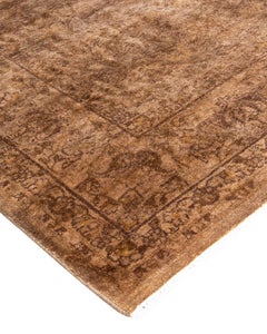 Contemporary Fine Vibrance Hand Knotted Wool Brown Area Rug