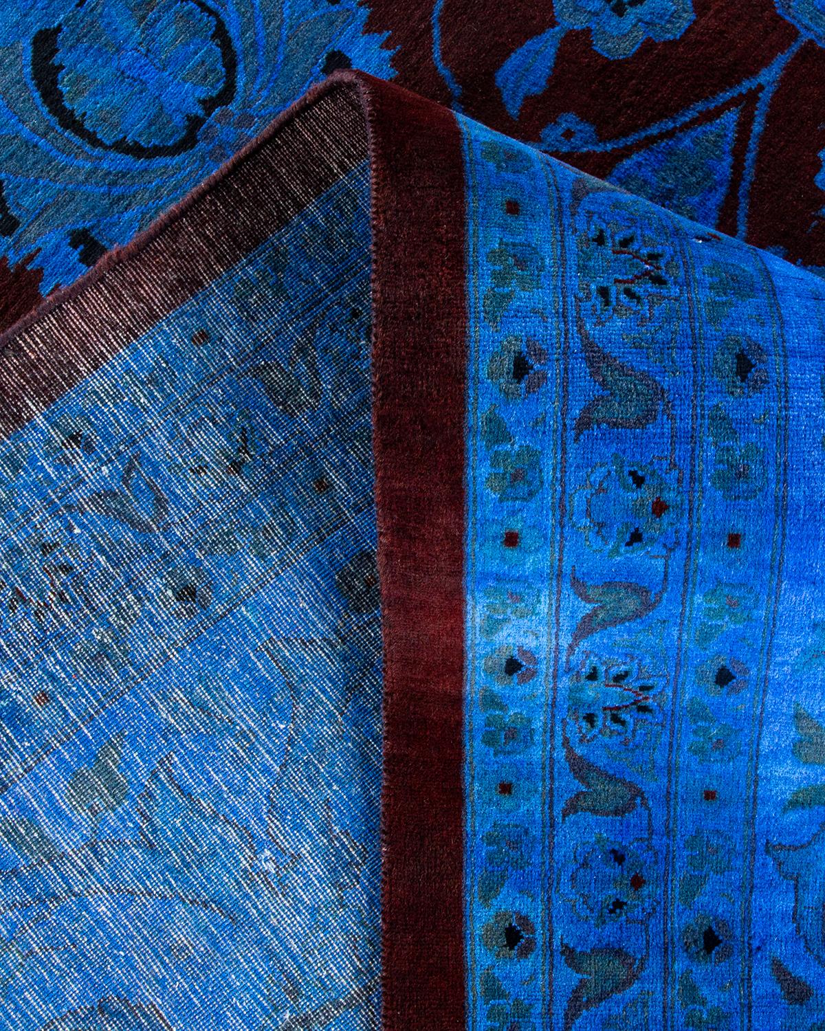 Lana Tappeto contemporaneo Fine Vibrance in lana annodata a mano di colore blu in vendita
