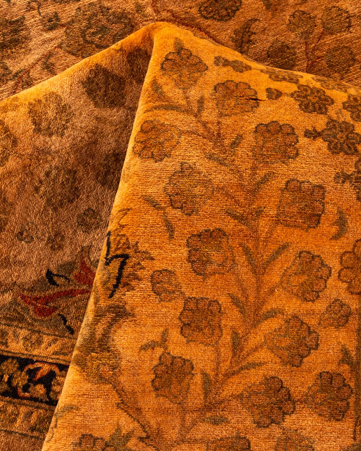 Alfombra contemporánea de lana anudada a mano de color marrón de alta calidad en venta 1