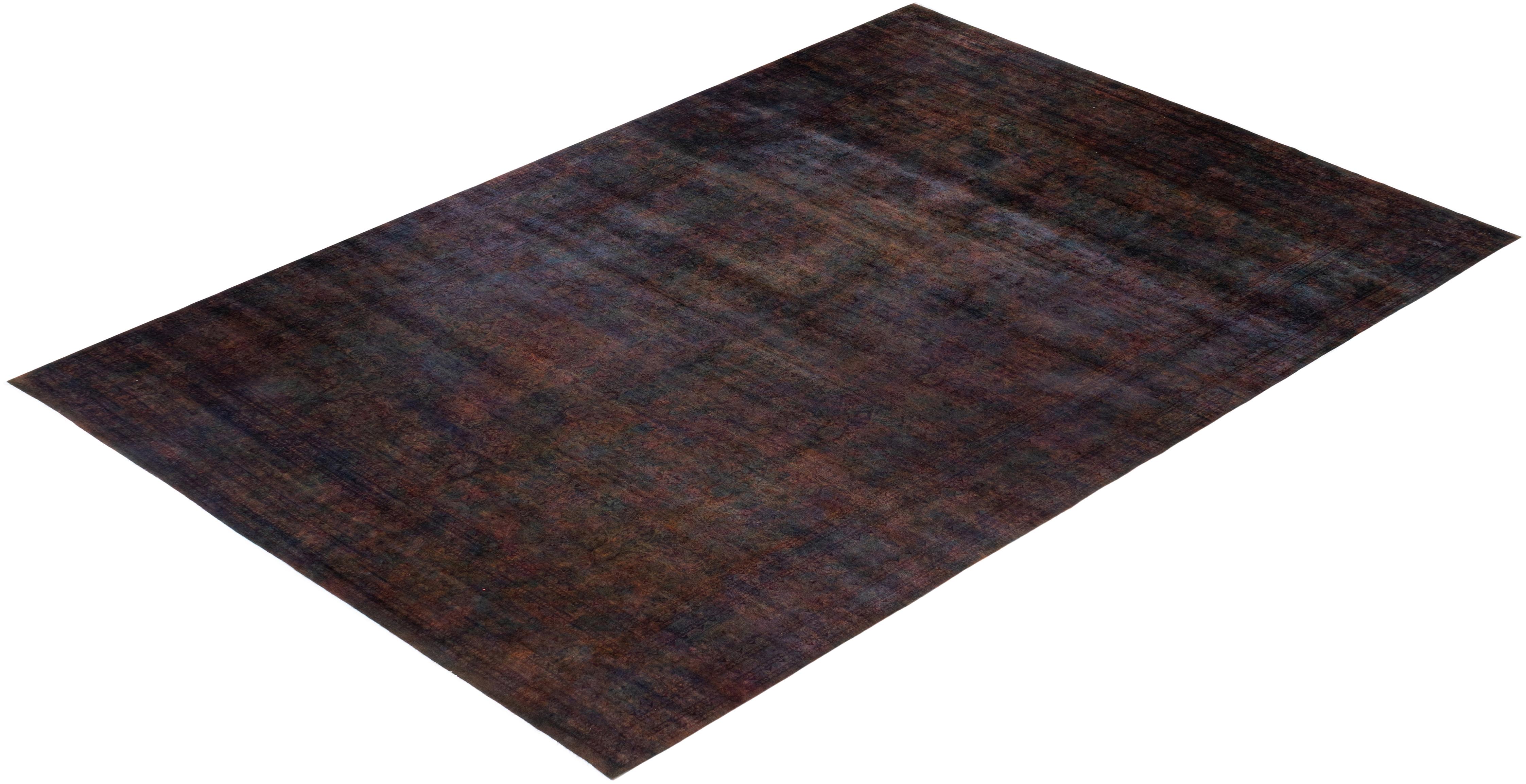 Alfombra contemporánea de lana anudada a mano de color marrón de alta calidad en venta 2