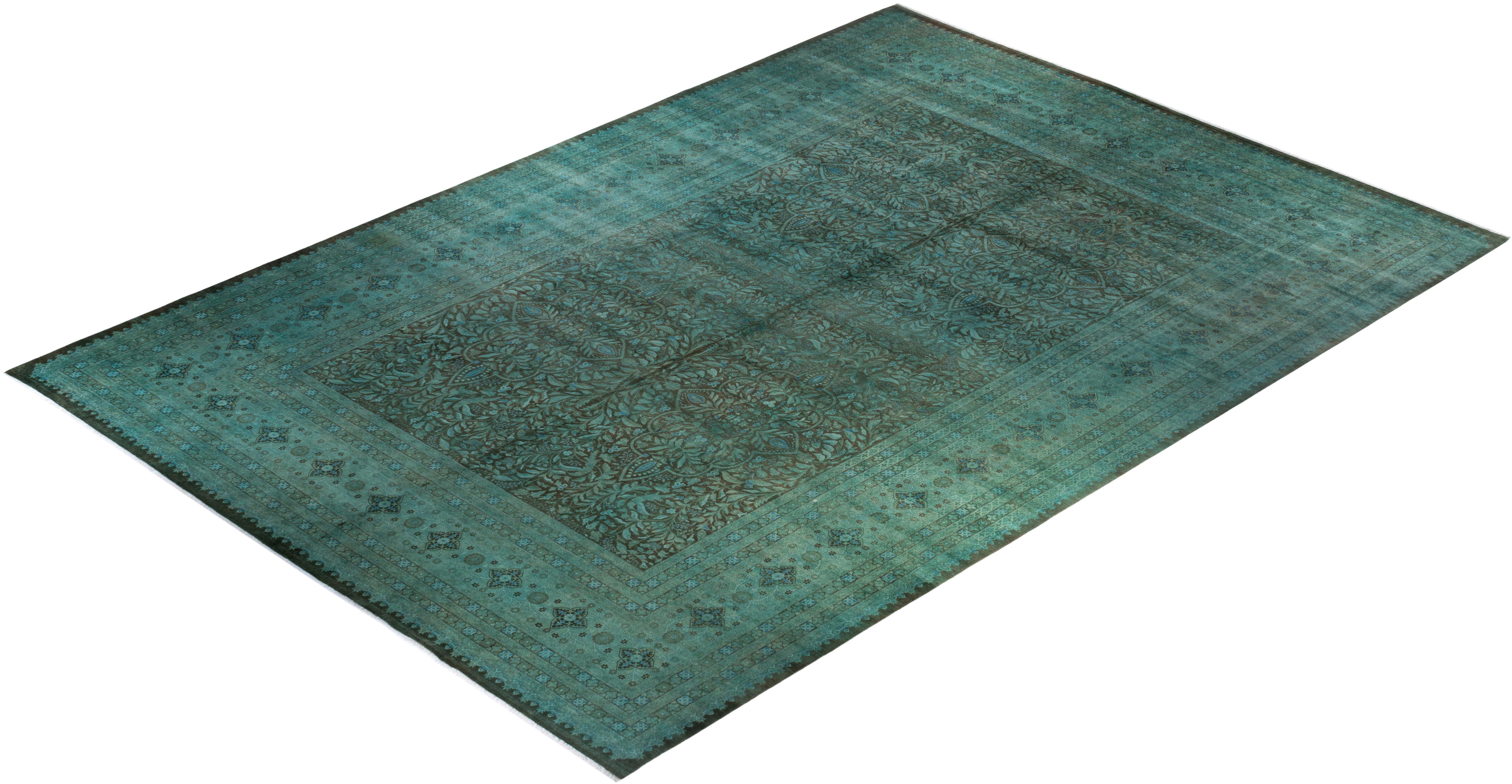 Contemporary Fine Vibrance Hand Knotted Wool Brown Area Rug For Sale 4