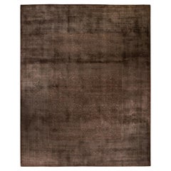Contemporary Fine Vibrance Hand Knotted Wool Brown Area Rug