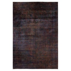 Contemporary Fine Vibrance Hand Knotted Wool Brown Area Rug (tapis de sol contemporain en laine marron)