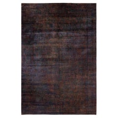 Contemporary Fine Vibrance Hand Knotted Wool Brown Area Rug