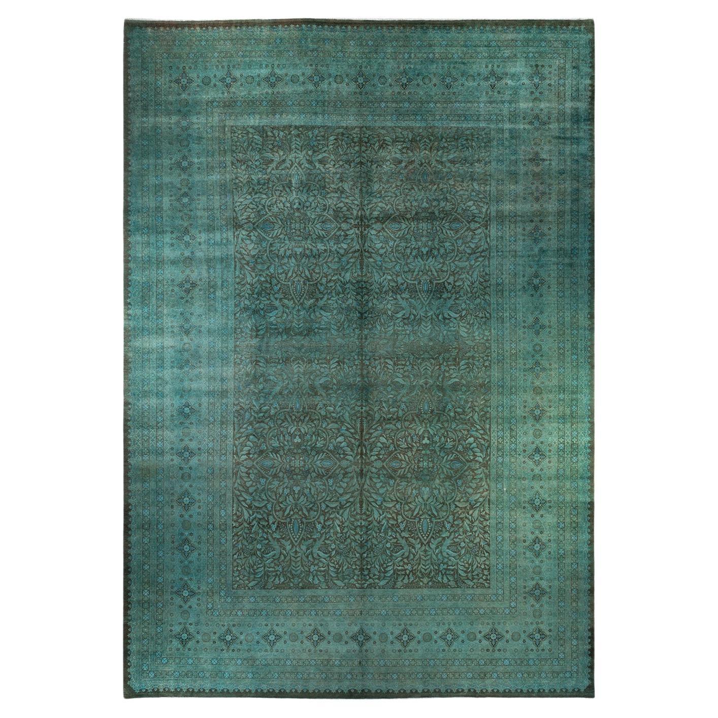 Contemporary Fine Vibrance Hand Knotted Wool Brown Area Rug For Sale