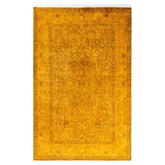 Contemporary Fine Vibrance Hand Knotted Wool Gold Area Rug