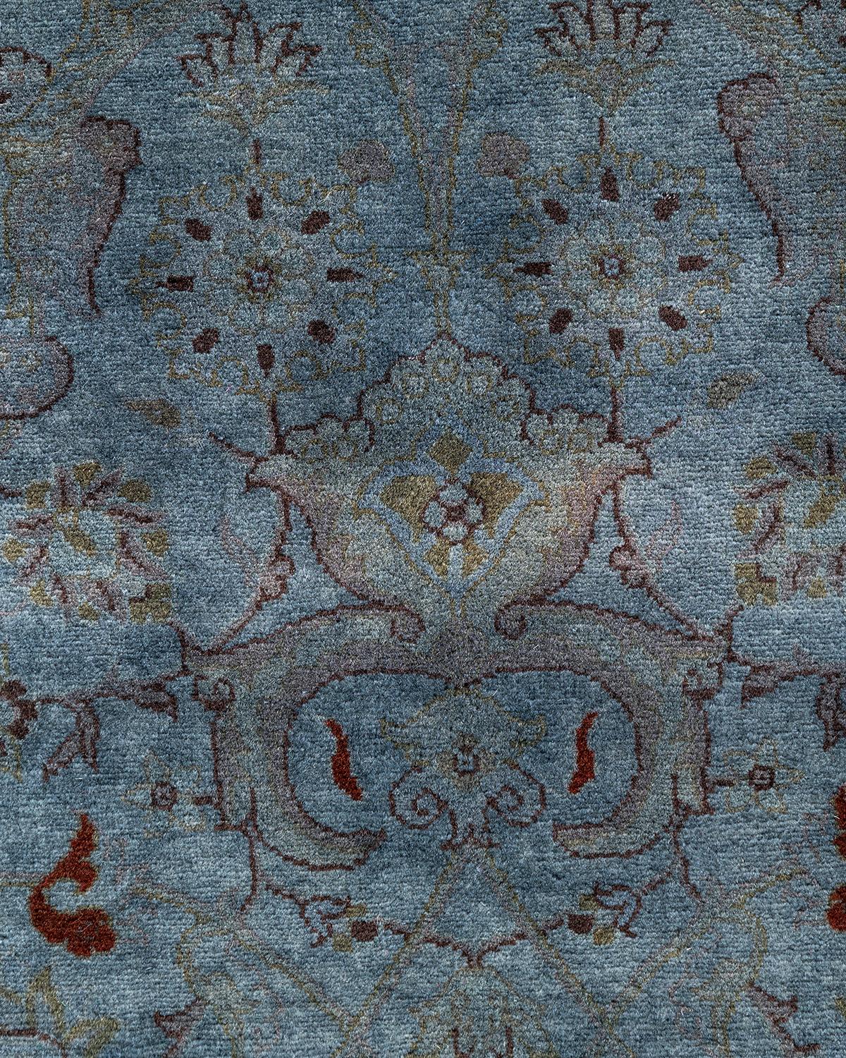 Contemporary Fine Vibrance Hand Knotted Wool Gray Area Rug (Pakistanisch) im Angebot