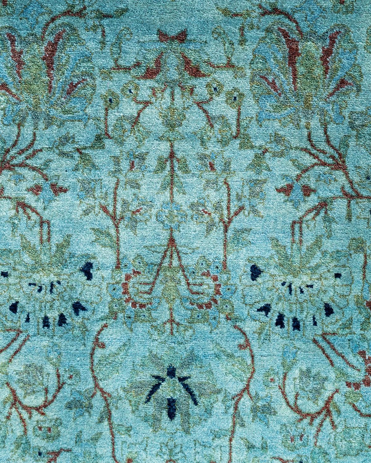 Contemporary Fine Vibrance Hand Knotted Wool Gray Area Rug (Pakistanisch) im Angebot