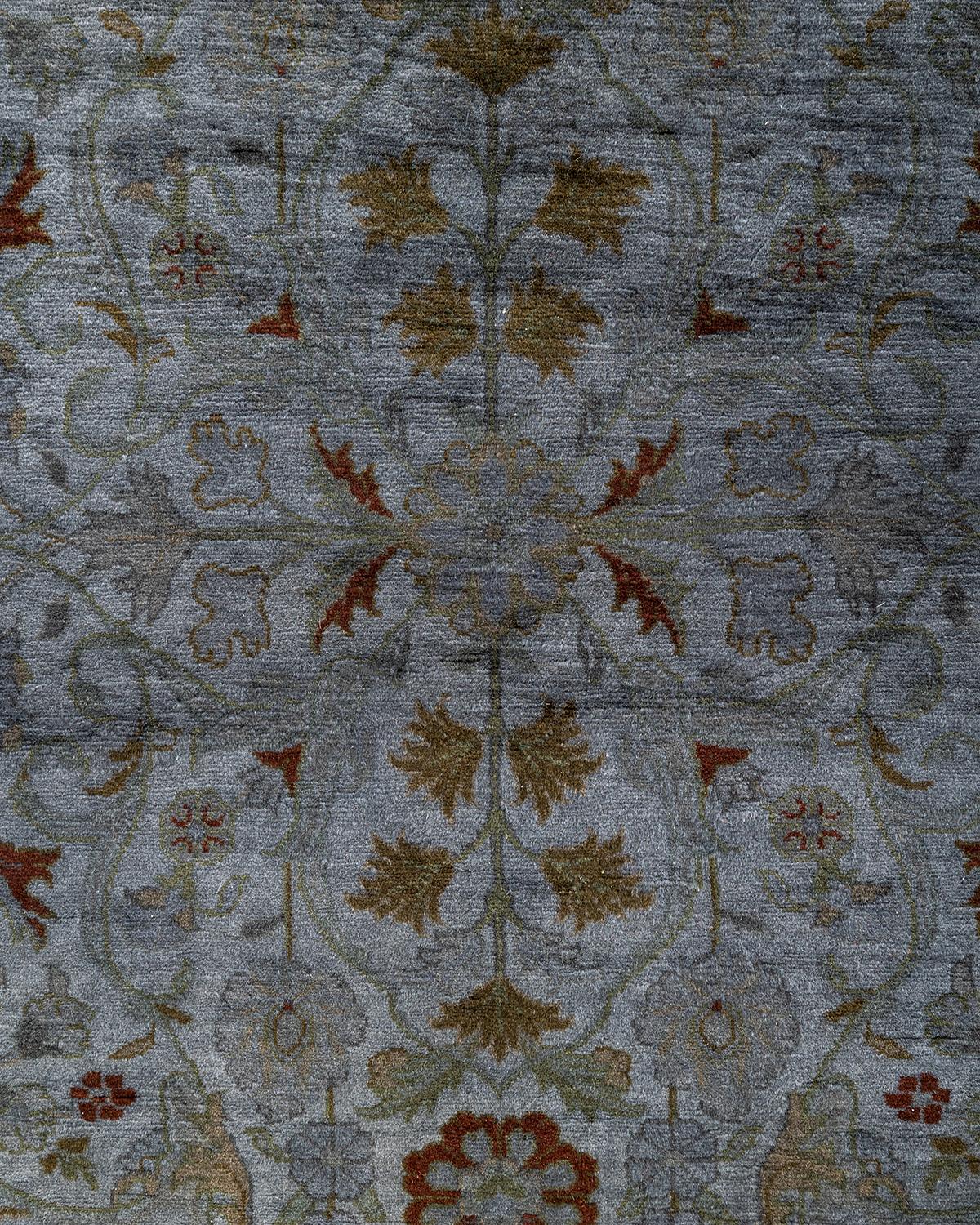 Pakistano Contemporary Fine Vibrance Tappeto di lana grigio annodato a mano in vendita