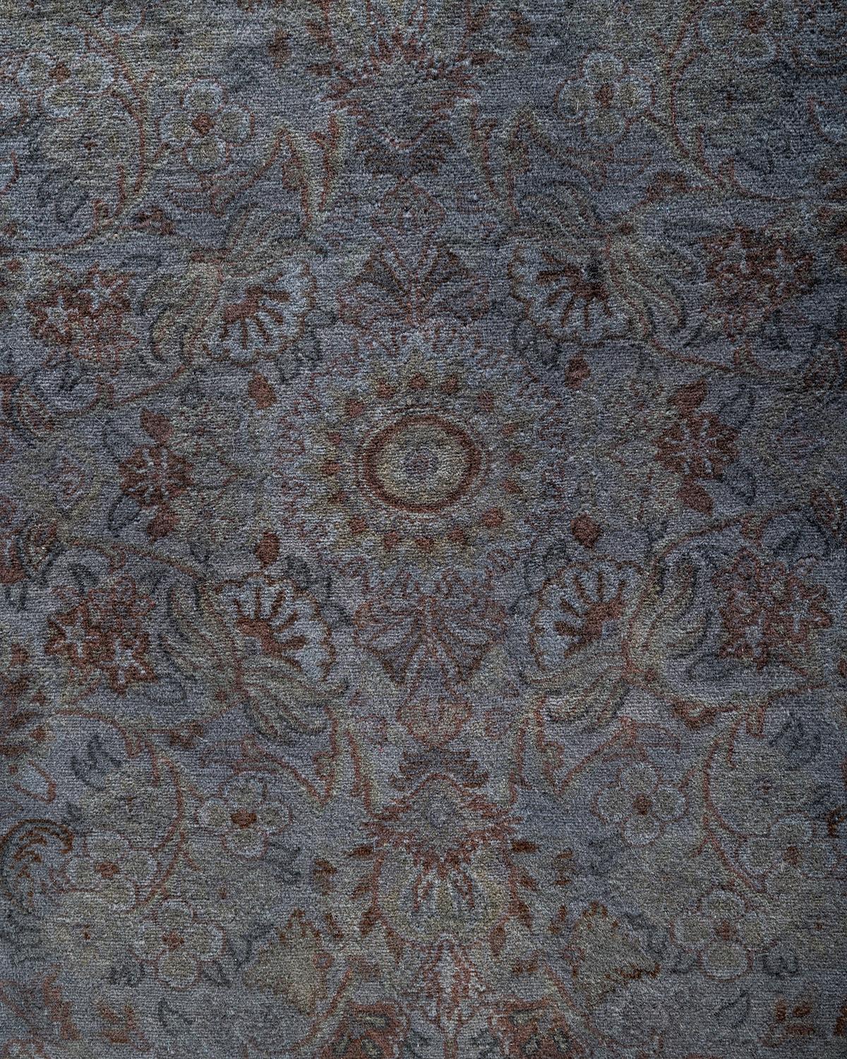 Pakistano Contemporary Fine Vibrance Tappeto di lana grigio annodato a mano in vendita