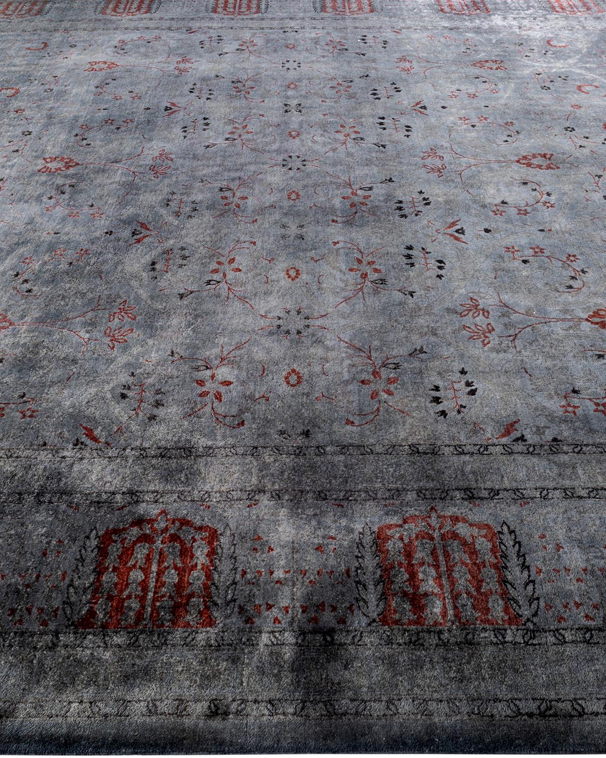 Contemporary Fine Vibrance Hand Knotted Wool Gray Area Rug im Zustand „Neu“ im Angebot in Norwalk, CT