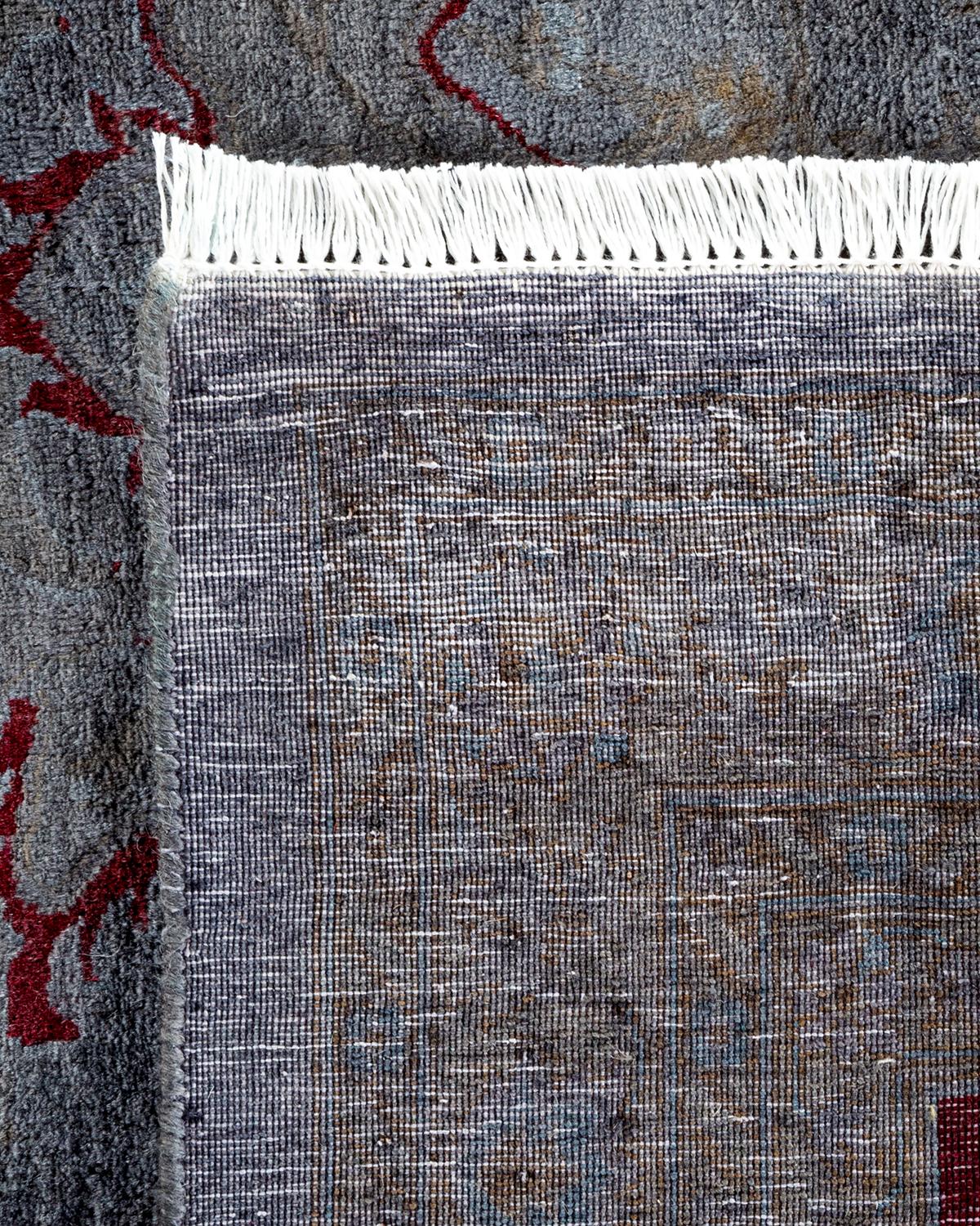 Contemporary Fine Vibrance Hand Knotted Wool Gray Area Rug  (21. Jahrhundert und zeitgenössisch) im Angebot