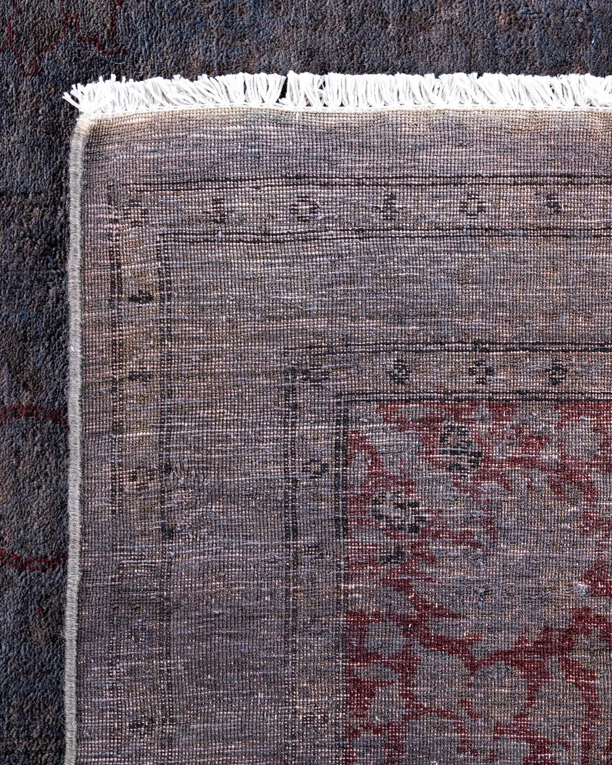 XXIe siècle et contemporain Contemporary Fine Vibrance Hand Knotted Wool Gray Area Rug (tapis gris en laine nouée à la main) en vente
