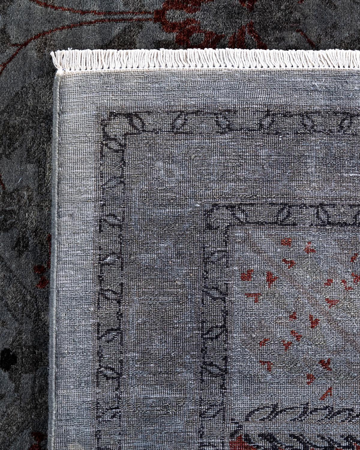 Contemporary Fine Vibrance Hand Knotted Wool Gray Area Rug (21. Jahrhundert und zeitgenössisch) im Angebot