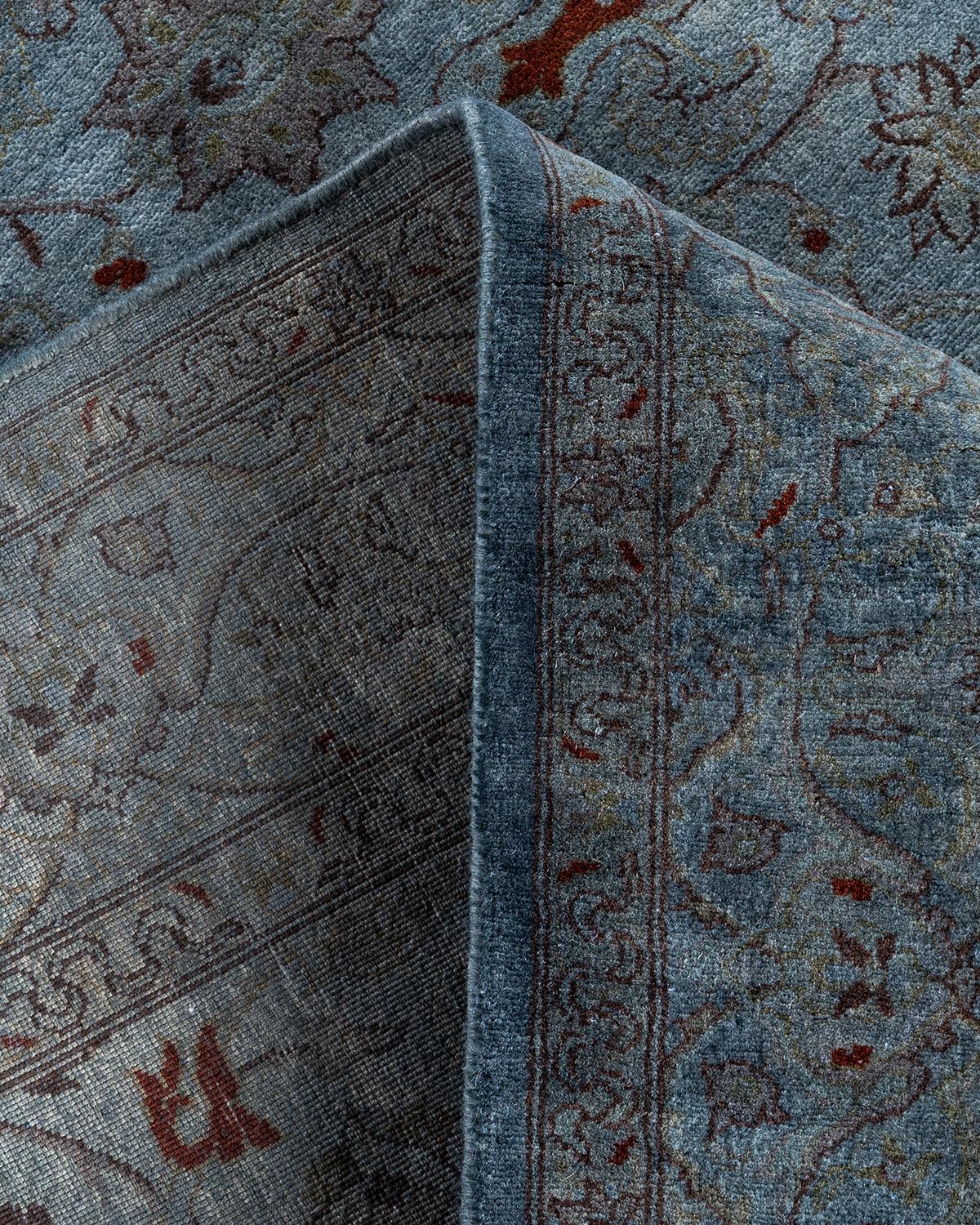 Contemporary Fine Vibrance Hand Knotted Wool Gray Area Rug (Wolle) im Angebot