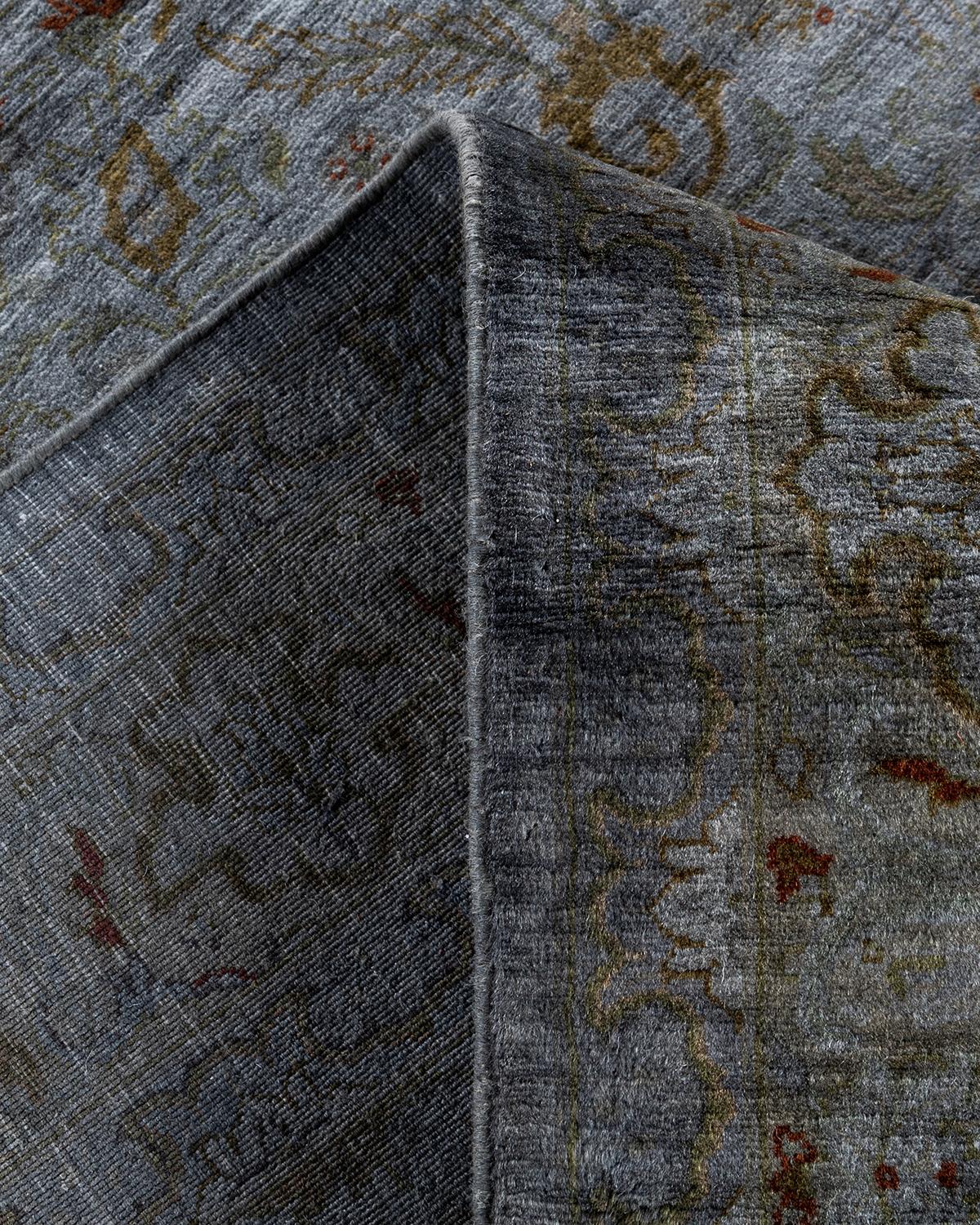 Lana Contemporary Fine Vibrance Tappeto di lana grigio annodato a mano in vendita