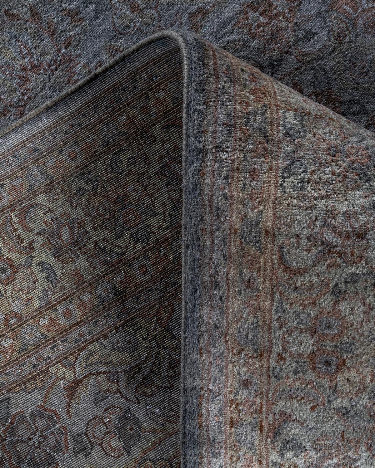Lana Contemporary Fine Vibrance Tappeto di lana grigio annodato a mano in vendita