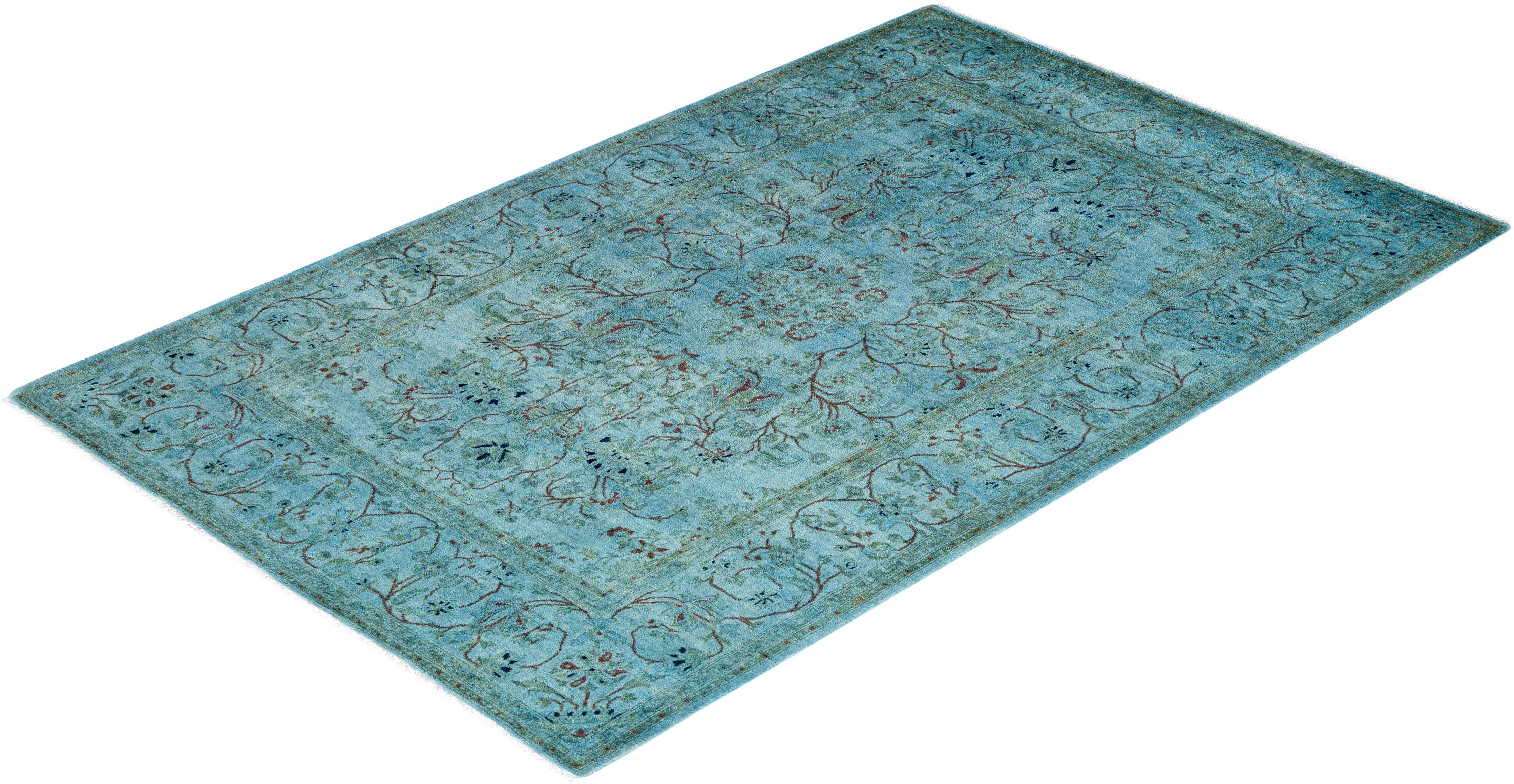 Contemporary Fine Vibrance Hand Knotted Wool Gray Area Rug im Angebot 2