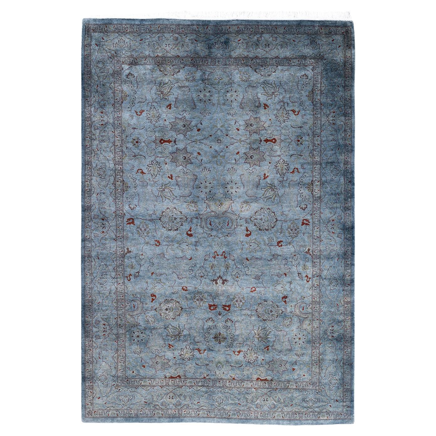 Contemporary Fine Vibrance Hand Knotted Wool Gray Area Rug (tapis gris en laine nouée à la main)