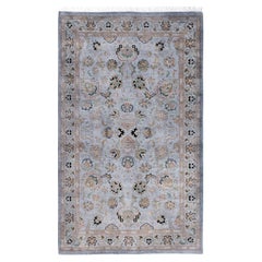 Contemporary Fine Vibrance Hand Knotted Wool Gray Area Rug 