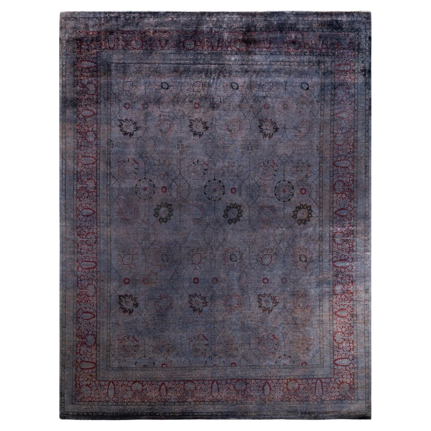 Contemporary Fine Vibrance Hand Knotted Wool Gray Area Rug 