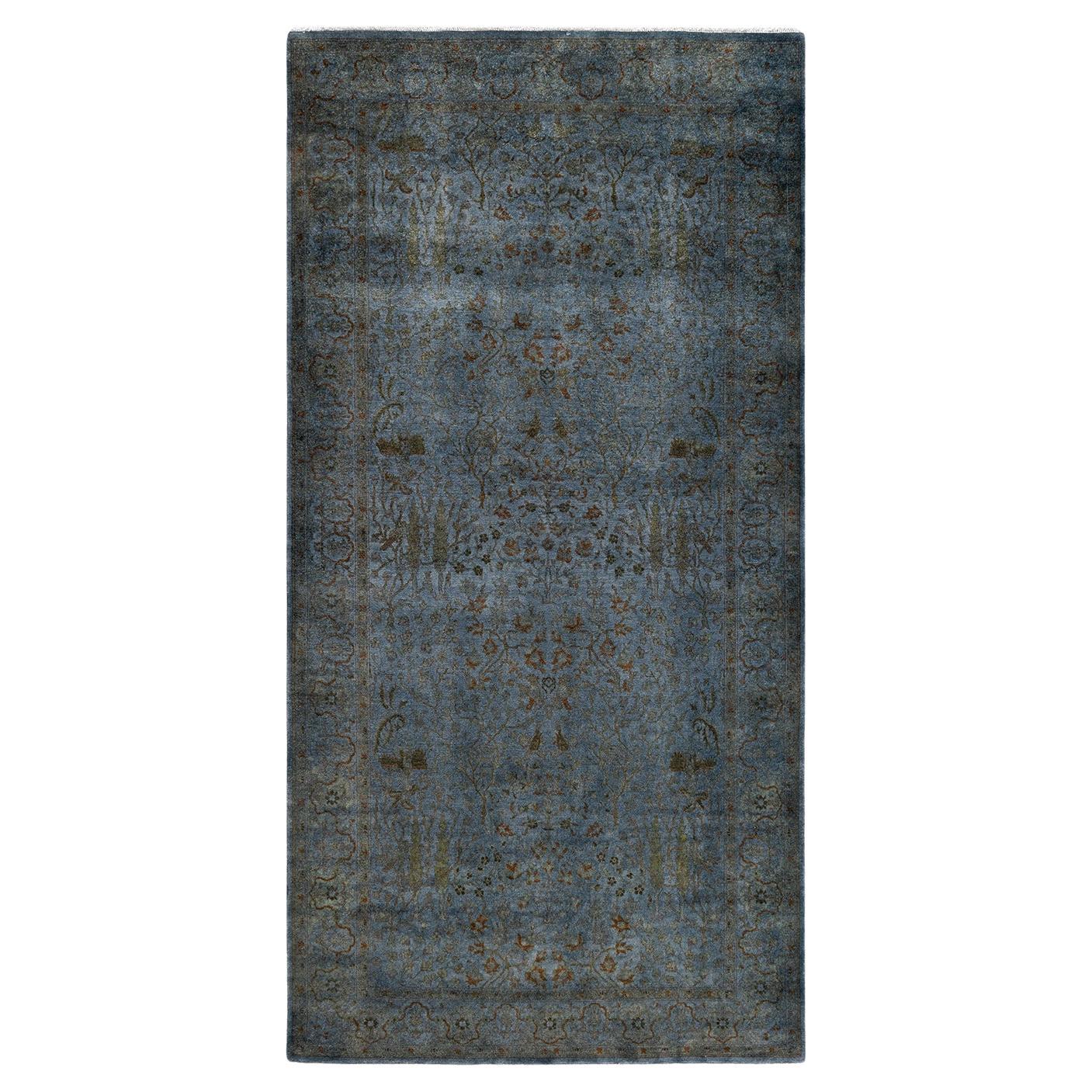 Contemporary Fine Vibrance Hand Knotted Wool Gray Area Rug For Sale