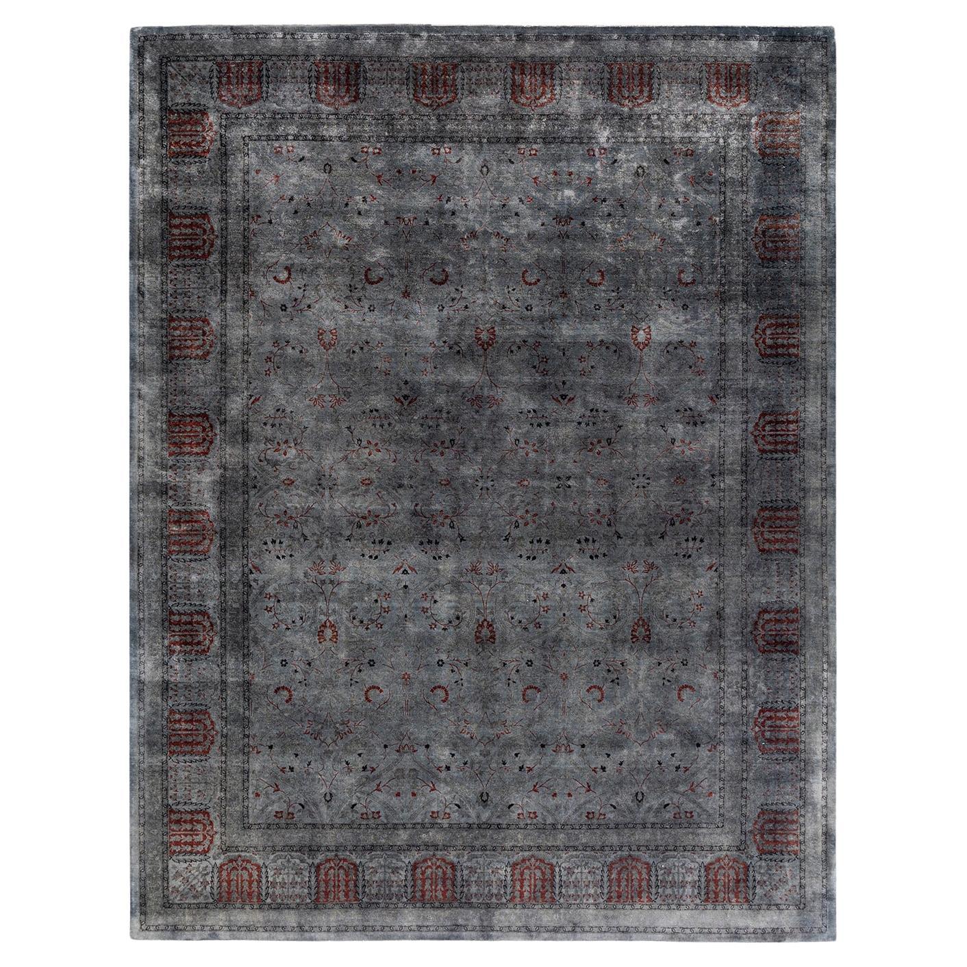 Contemporary Fine Vibrance Hand Knotted Wool Gray Area Rug