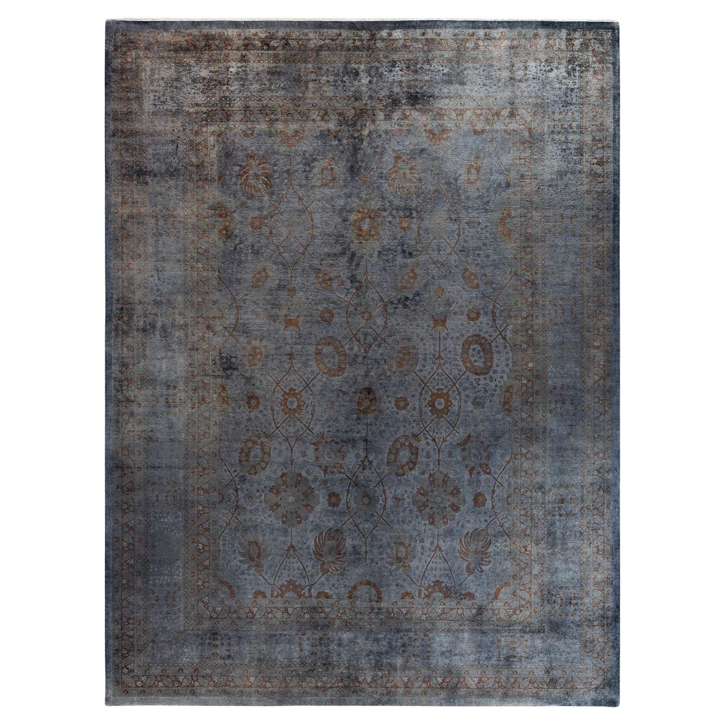 Contemporary Fine Vibrance Hand Knotted Wool Gray Area Rug