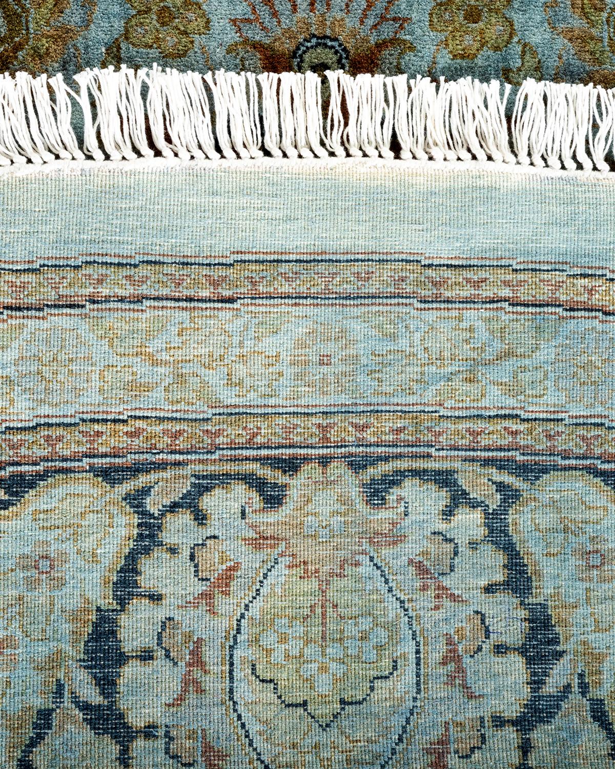 Contemporary Fine Vibrance Hand Knotted Wool Gray Round Area Rug (21. Jahrhundert und zeitgenössisch) im Angebot