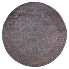Contemporary Fine Vibrance Hand Knotted Wool Gray Round Area Rug