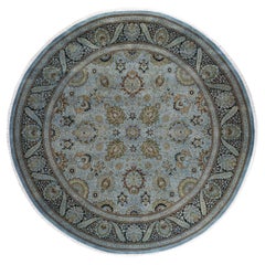 Contemporary Fine Vibrance Hand Knotted Wool Gray Round Area Rug