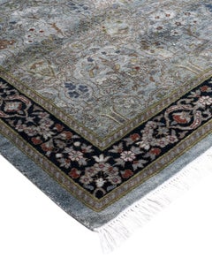 Contemporary Fine Vibrance Hand Knotted Wool Gray Runner