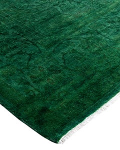 Contemporary Fine Vibrance Hand Knotted Wool Green Area Rug