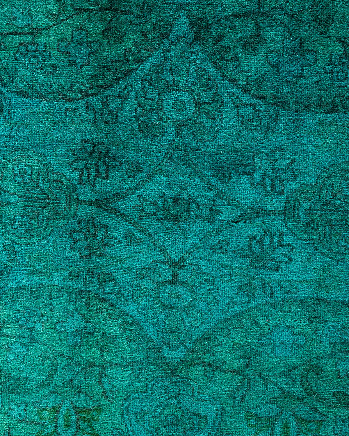 Contemporary Fine Vibrance Hand Knotted Wool Green Area Rug (Pakistanisch) im Angebot