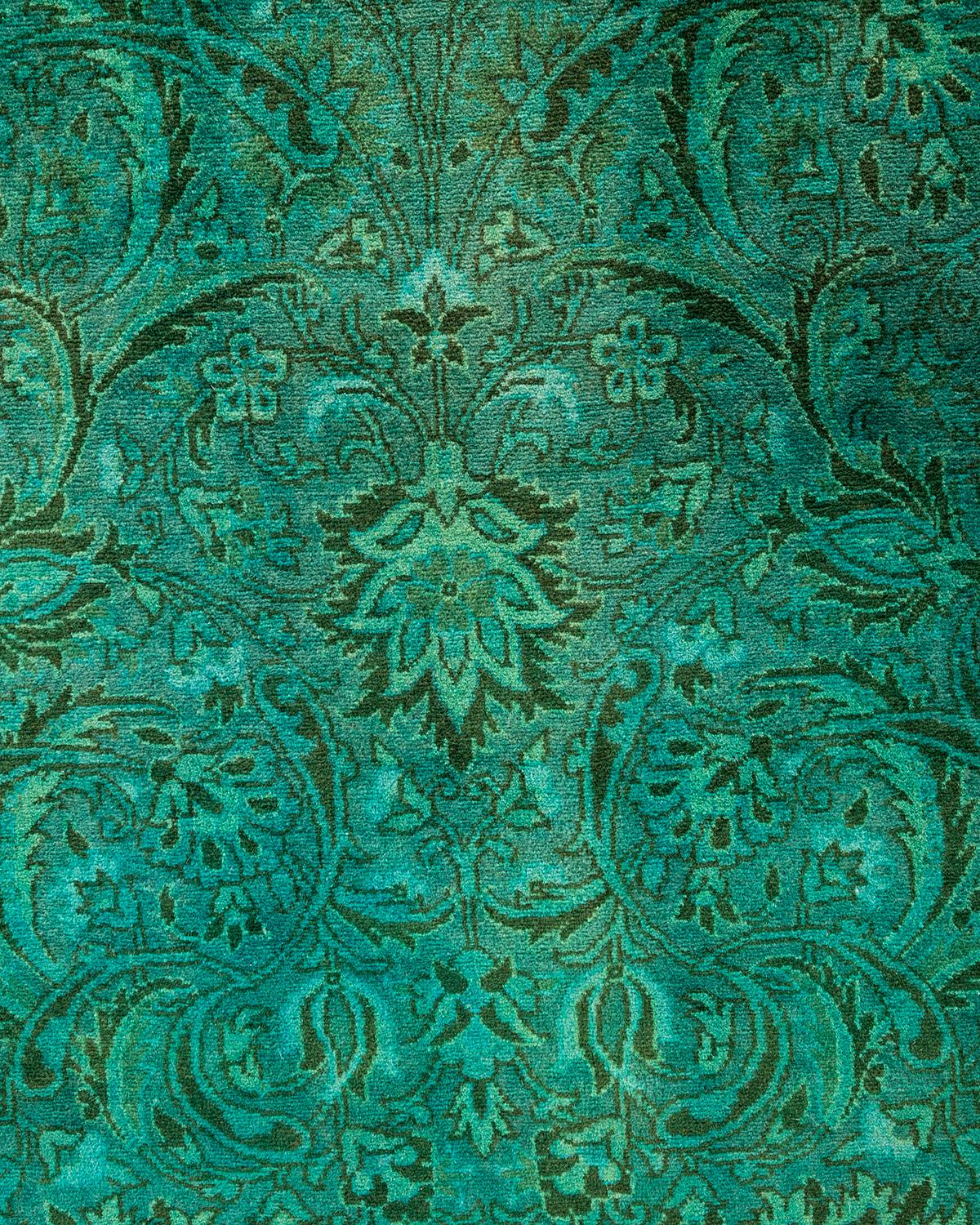 Pakistano Contemporary Fine Vibrance Tappeto d'area in lana annodato a mano verde in vendita