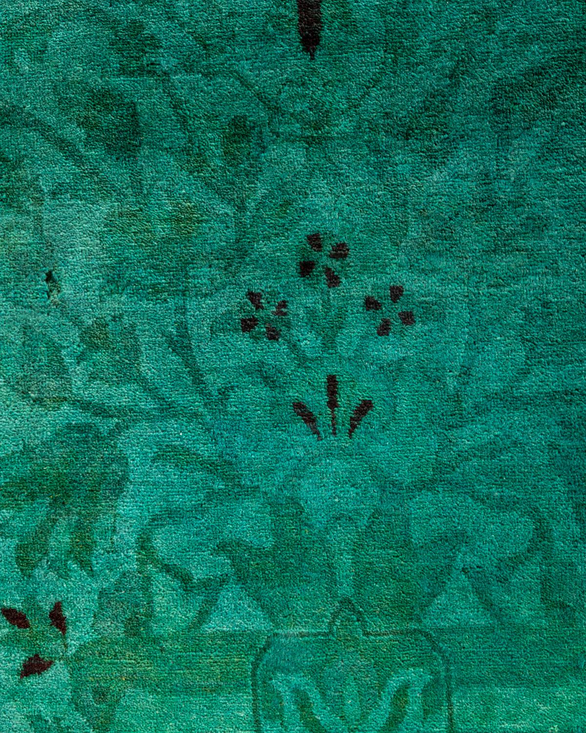 Alfombra contemporánea de lana anudada a mano de color verde vibrante Pakistaní en venta