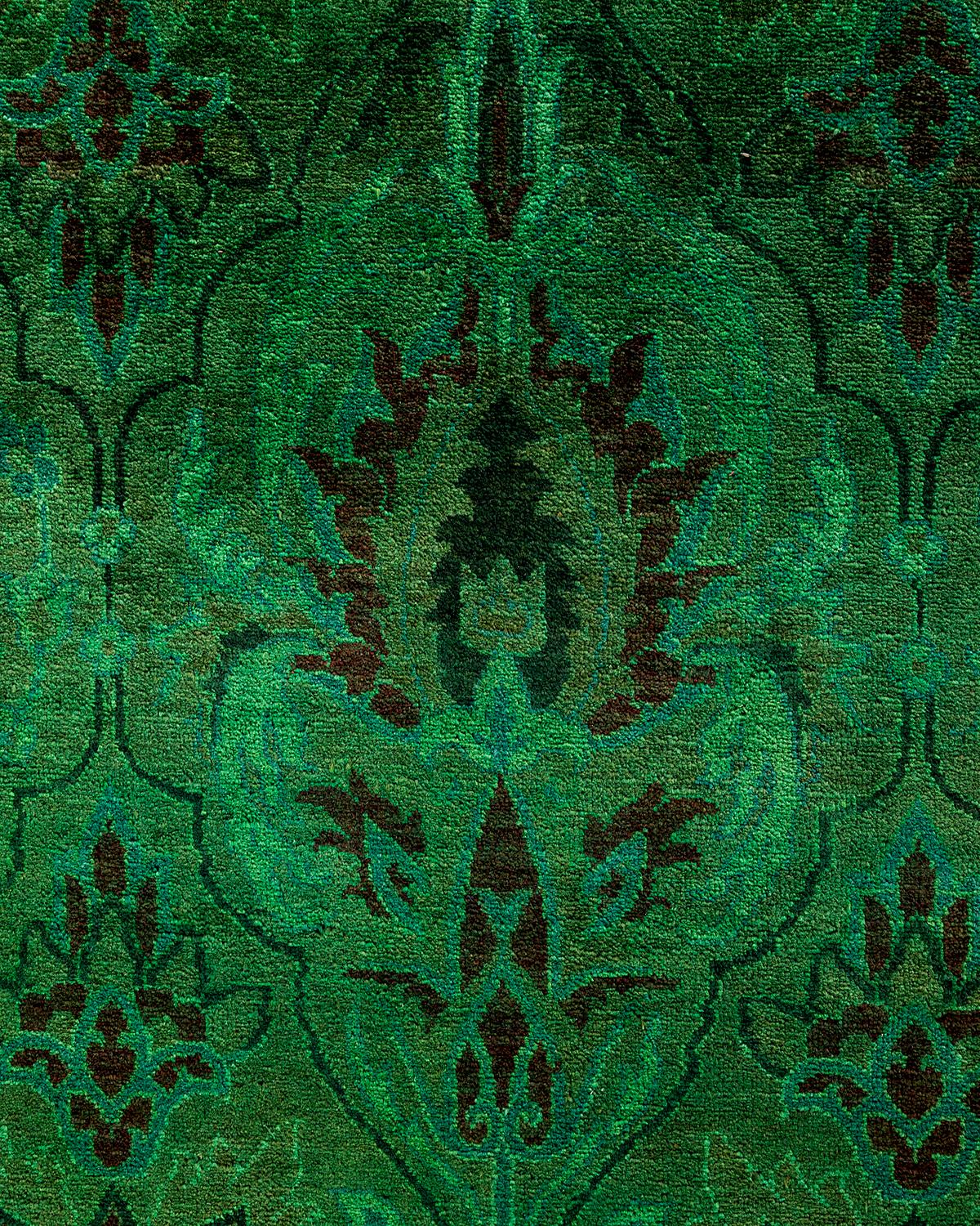 Contemporary Fine Vibrance Hand Knotted Wool Green Area Rug (Pakistanisch) im Angebot